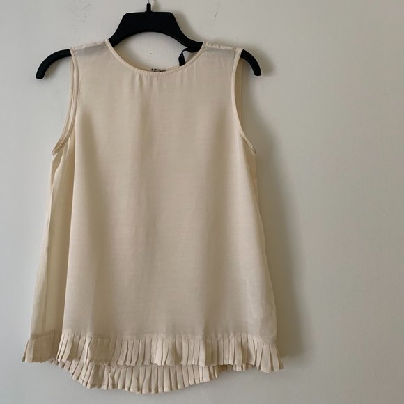 Zara Tops - Zara Woman. Cream/beige, high/low top, with fringe on the hem. Sleeveles…